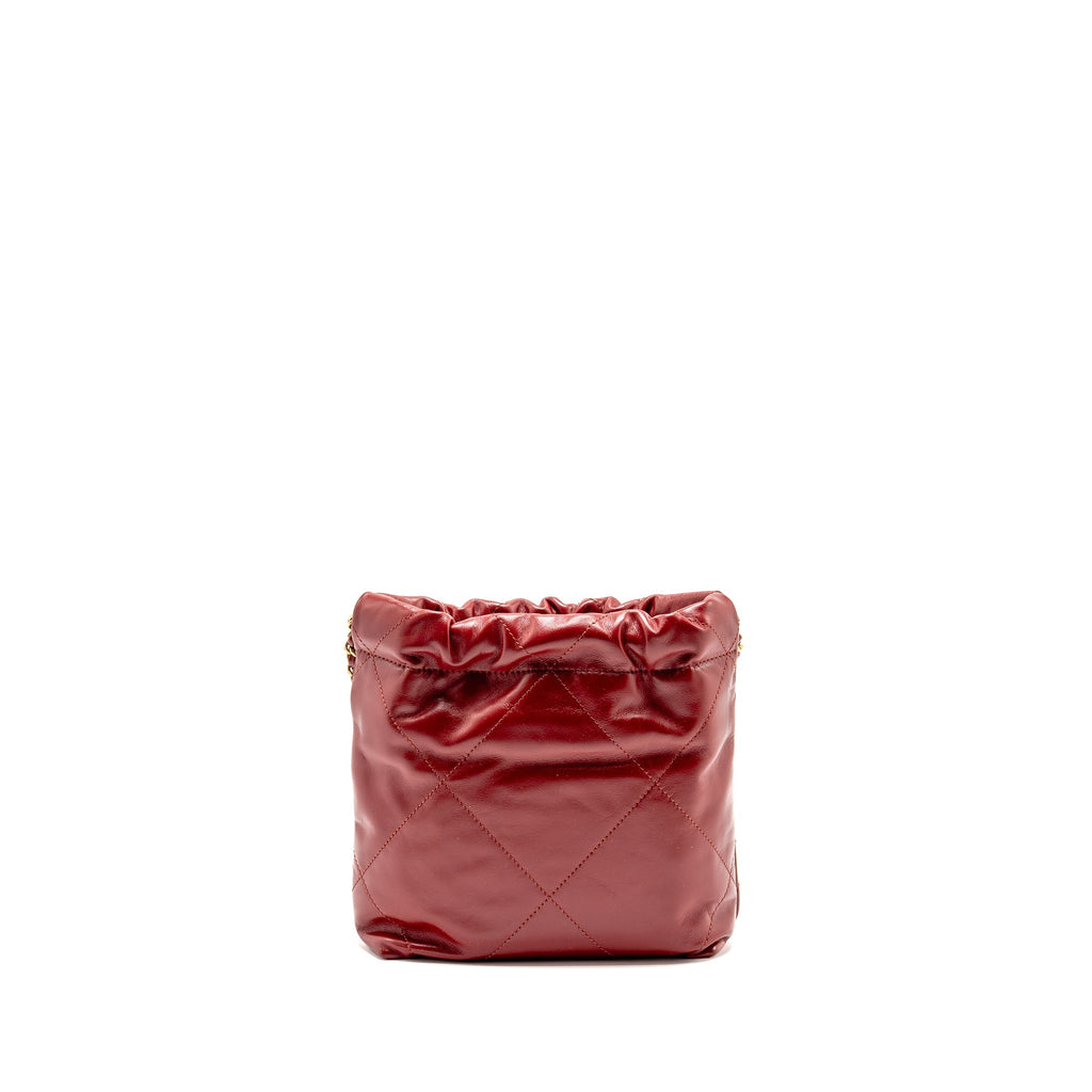 CHANEL MINI 22 BAG SHINY CALFSKIN RED GHW (MICROCHIP)