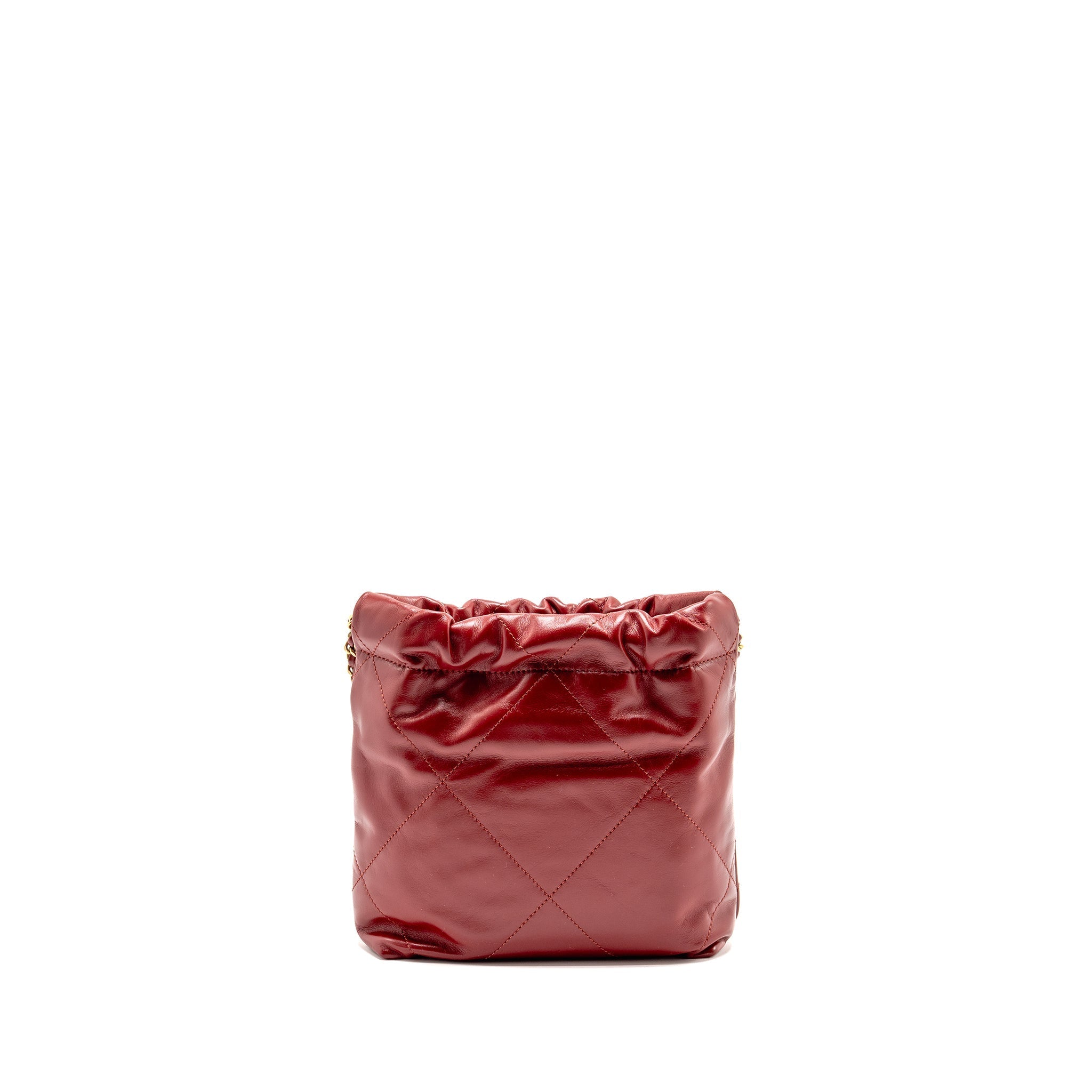 CHANEL MINI 22 BAG SHINY CALFSKIN RED GHW (MICROCHIP)
