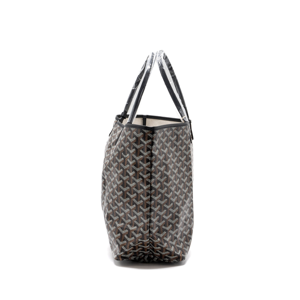 GOYARD SAINT LOUIS PM TOTE BAG GOYARDINE CANVAS/CALFSKIN BLACK SHW