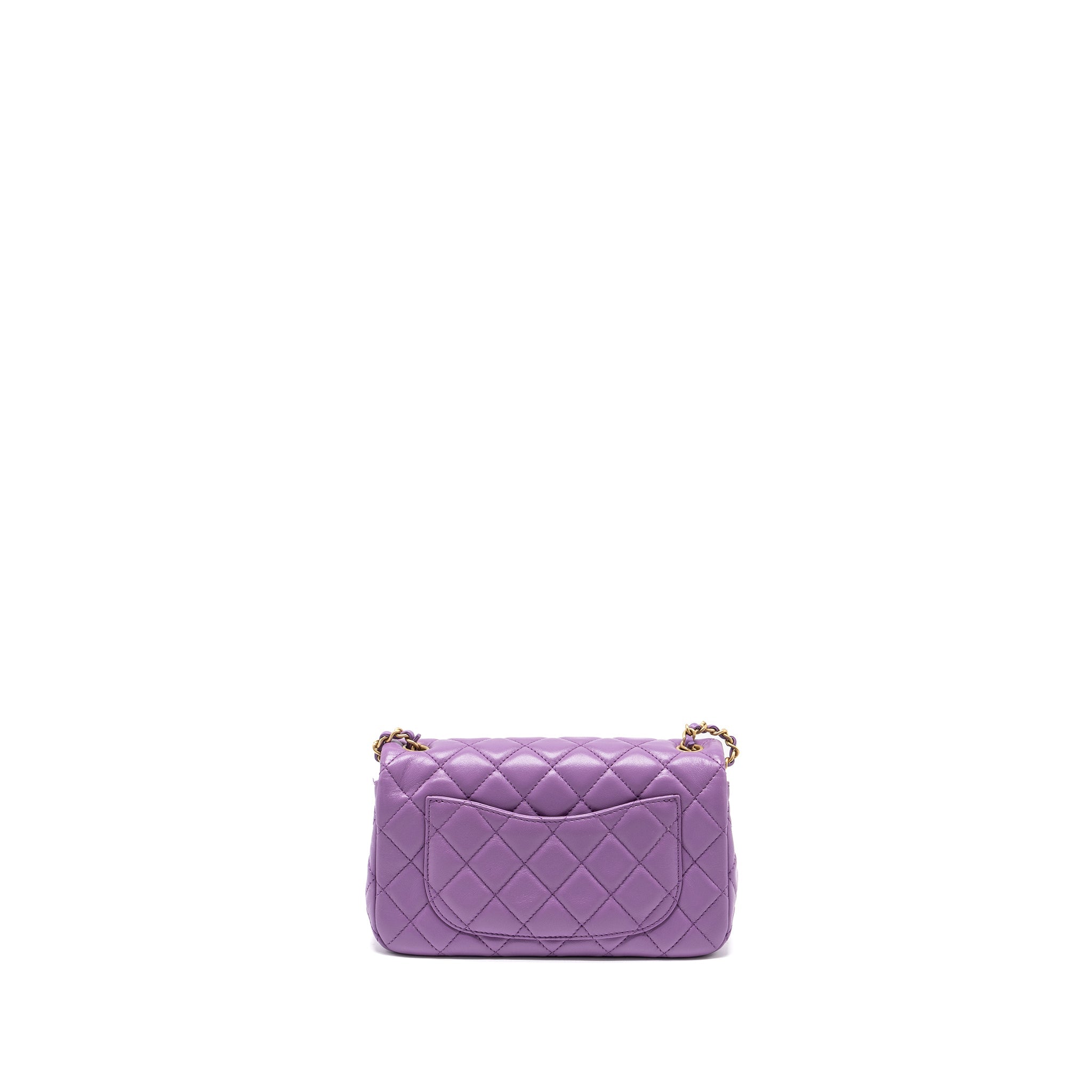 CHANEL 22S PEARL CRUSH MINI RECTANGULAR FLAP BAG LAMBSKIN PURPLE GHW (MICROCHIP)