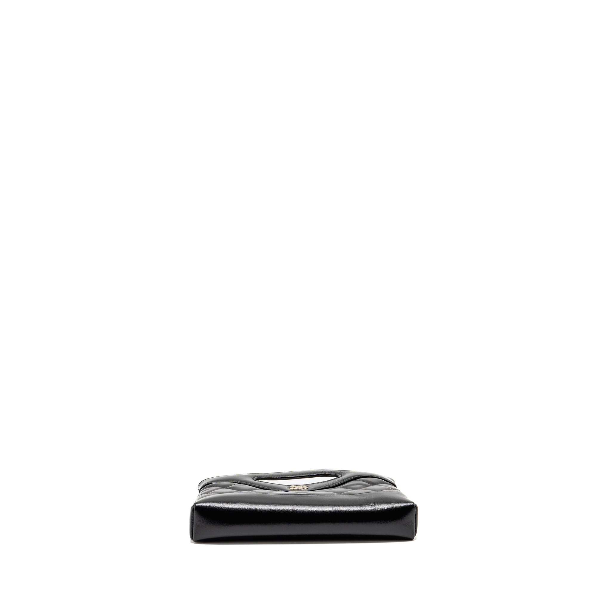 CHANEL MINI 31 CLUTCH WITH CHAIN SHINY LAMBSKIN BLACK LGHW (MICROCHIP)