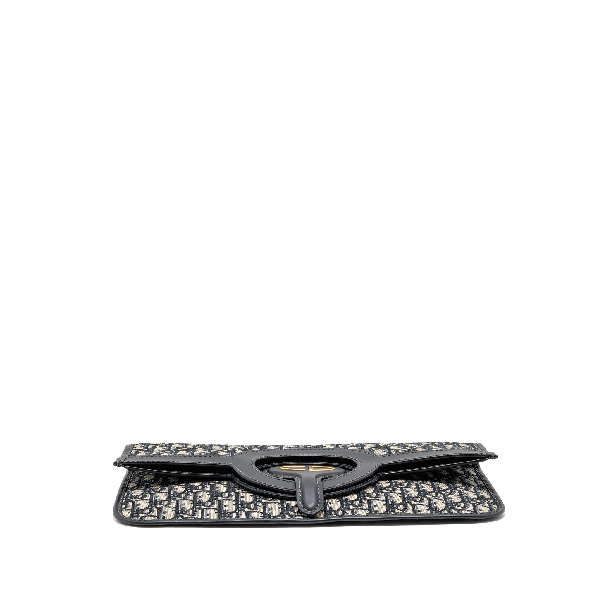 DIOR FOLDER CLUTCH OBLIQUE CANVAS/CALFSKIN BLUE GHW