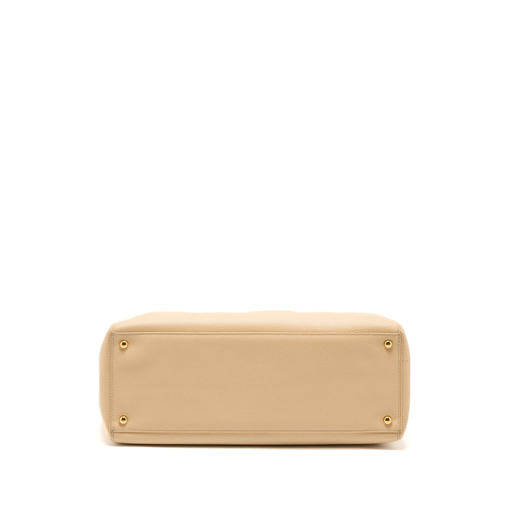 CHANEL CERF TOTE BAG GRAINED CALFSKIN BEIGE GHW