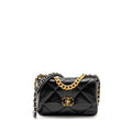 CHANEL SMALL 19 BAG LAMBSKIN BLACK MULTICOLOR HARDWARE (MICROCHIP)