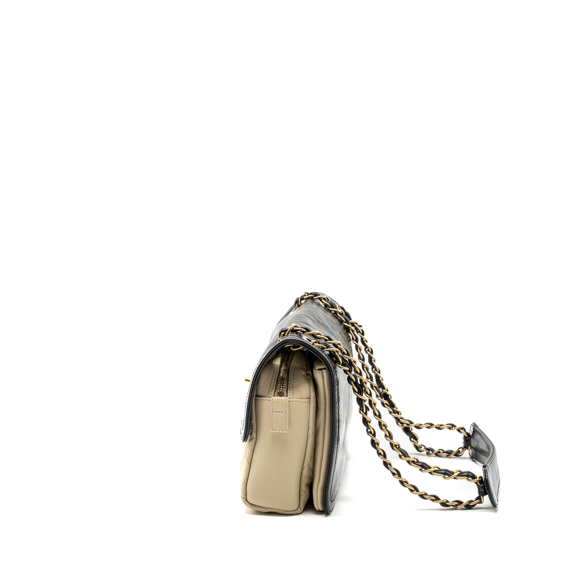 CHANEL MEDIUM IN THE MIX FLAP BAG LEATHER BLACK/BEIGE/CREAM GHW