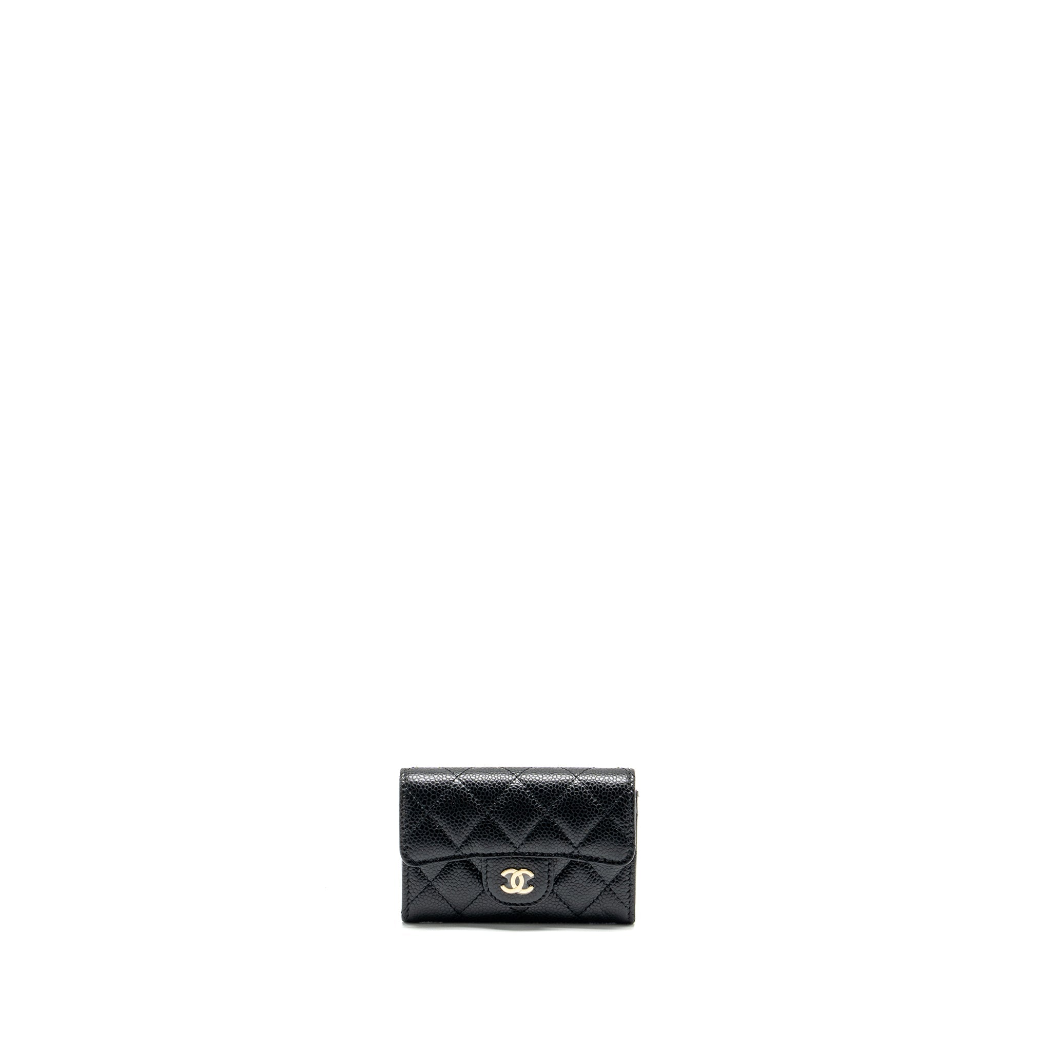 CHANEL CLASSIC FLAP CARD HOLDER CAVIAR BLACK GHW (MICROCHIP)
