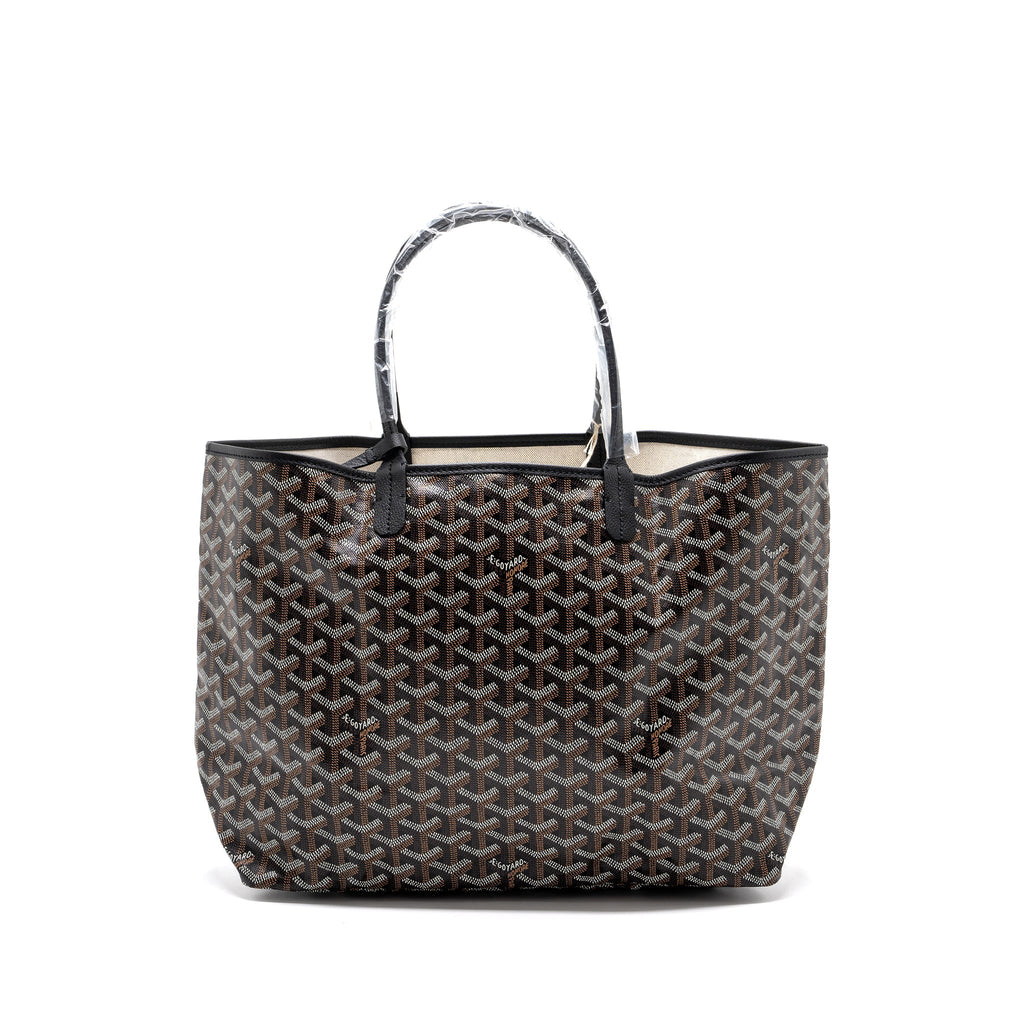 GOYARD SAINT LOUIS PM TOTE BAG GOYARDINE CANVAS/CALFSKIN BLACK SHW