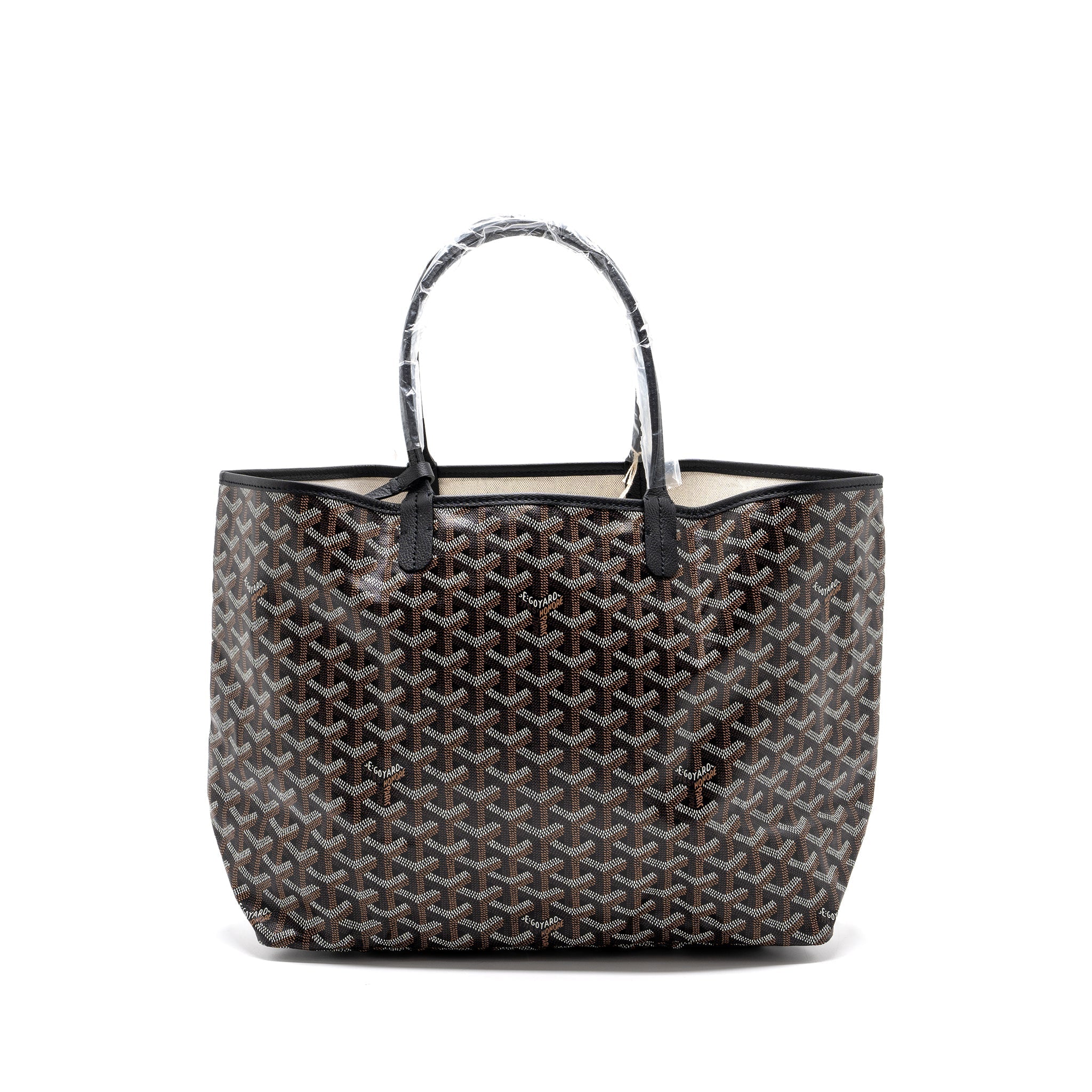 GOYARD SAINT LOUIS PM TOTE BAG GOYARDINE CANVAS/CALFSKIN BLACK SHW