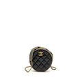 CHANEL ROUND VANITY WITH CHAIN LAMBSKIN BLACK GHW (MICROCHIP)
