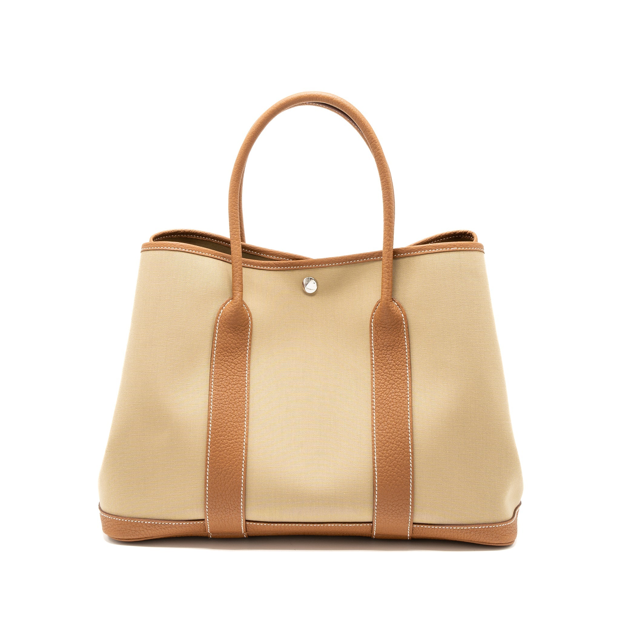HERMES GARDEN PARTY 36 CANVAS/LEATHER TRENCH/GOLD SHW