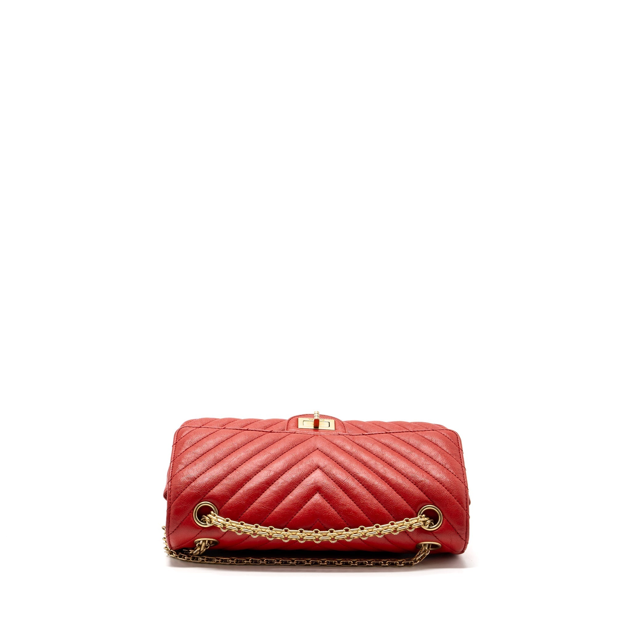 CHANEL SMALL 2.55 REISSUE FLAP BAG CHEVRON CALFSKIN RED GHW