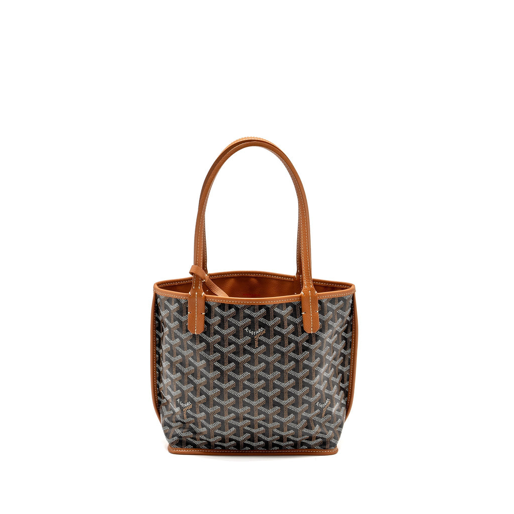 GOYARD MINI ANJOU TOTE BAG GOYARDINE CANVAS / CALFSKIN TAN SHW