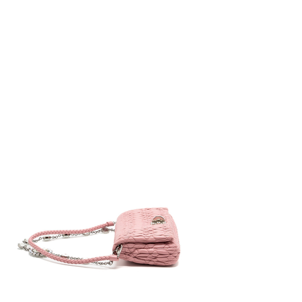 MIU MIU CRYSTAL SHOULDER BAG LAMBSKIN PINK SHW