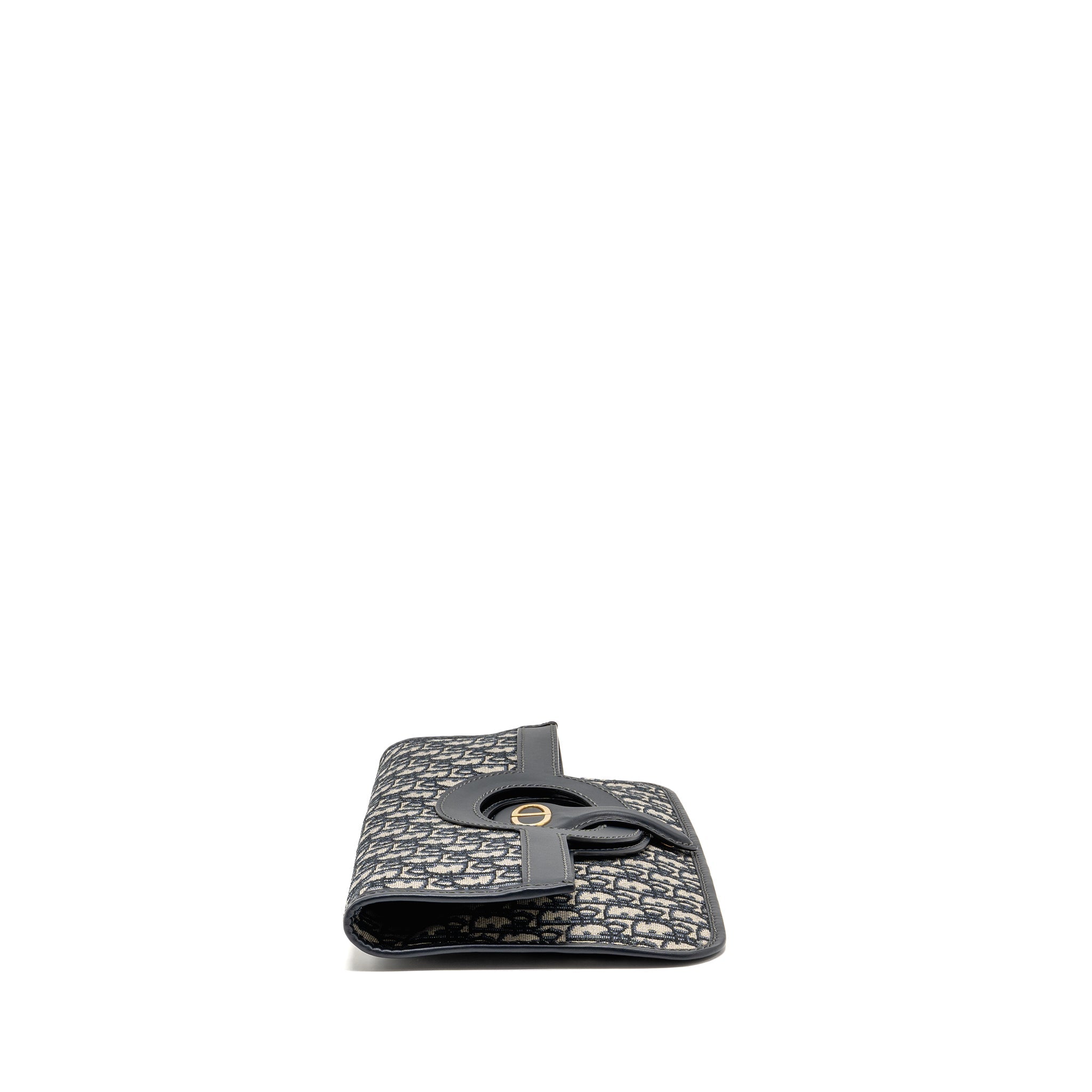 DIOR FOLDER CLUTCH OBLIQUE CANVAS/CALFSKIN BLUE GHW