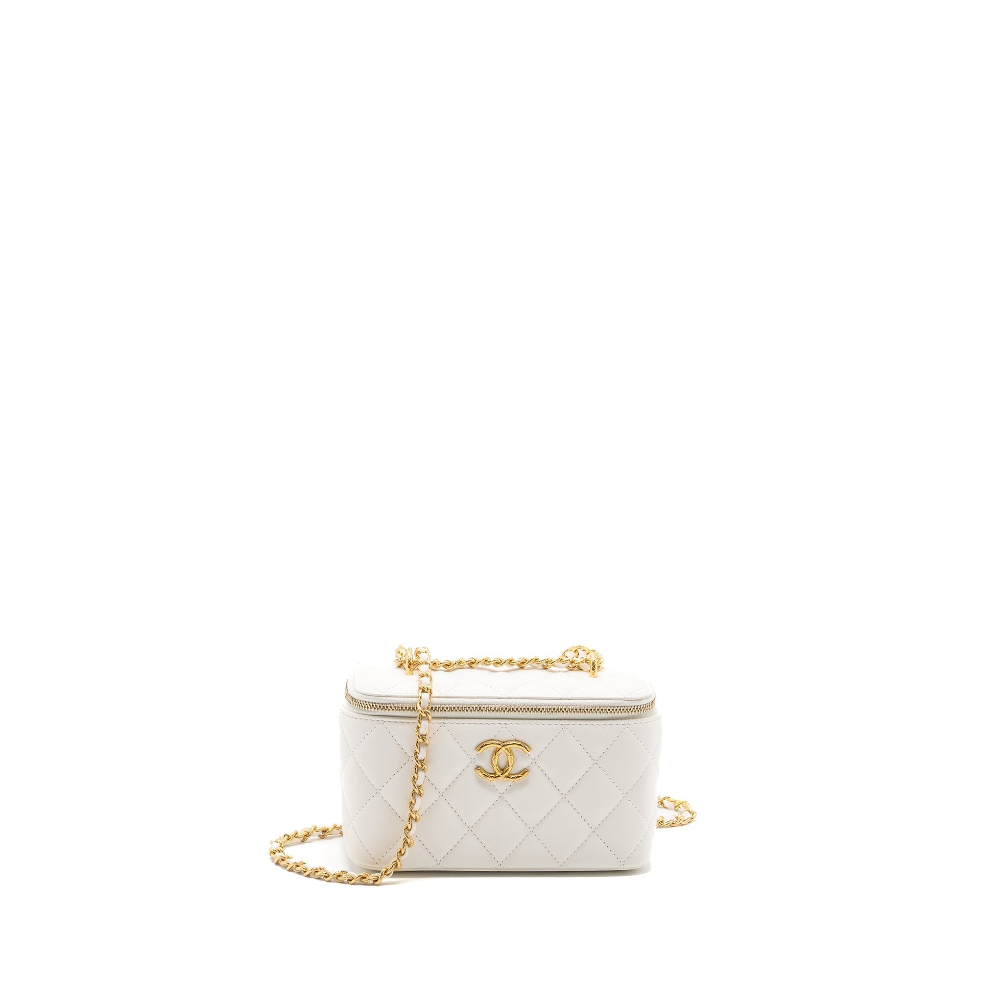 CHANEL LONG VANITY WITH LAMBSKIN WHITE GHW (MICROCHIP)