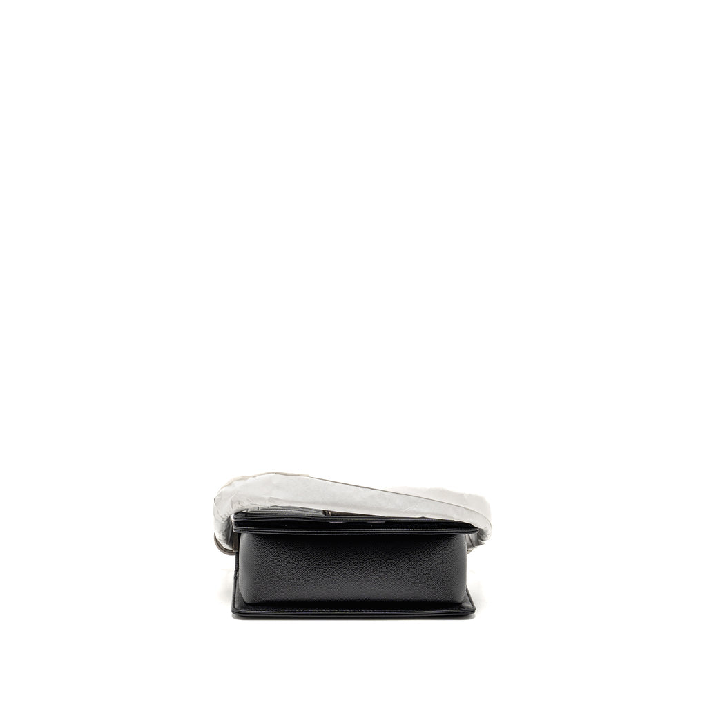 CHANEL SMALL BOY BAG CAVIAR BLACK RUTHENIUM SHW (MICROCHIP)