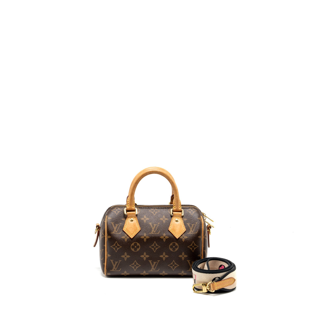 LOUIS VUITTON SPEEDY 20 BANDOULIERE  MONOGRAM CANVAS BLACK STRAP GHW