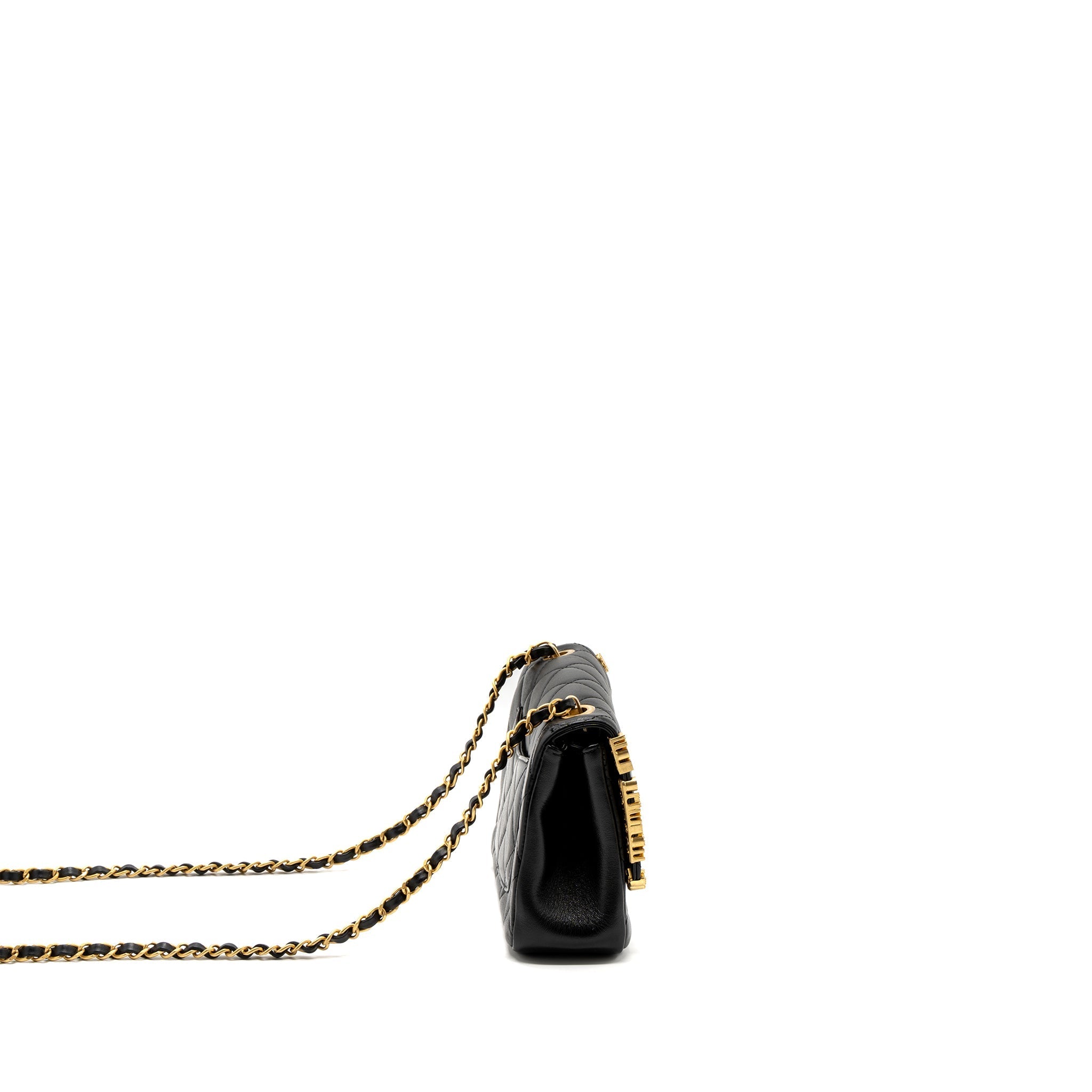 CHANEL LIMITED EDITION QUILTED FLAP BAG LAMBSKIN BLACK GHW (MICROCHIP)