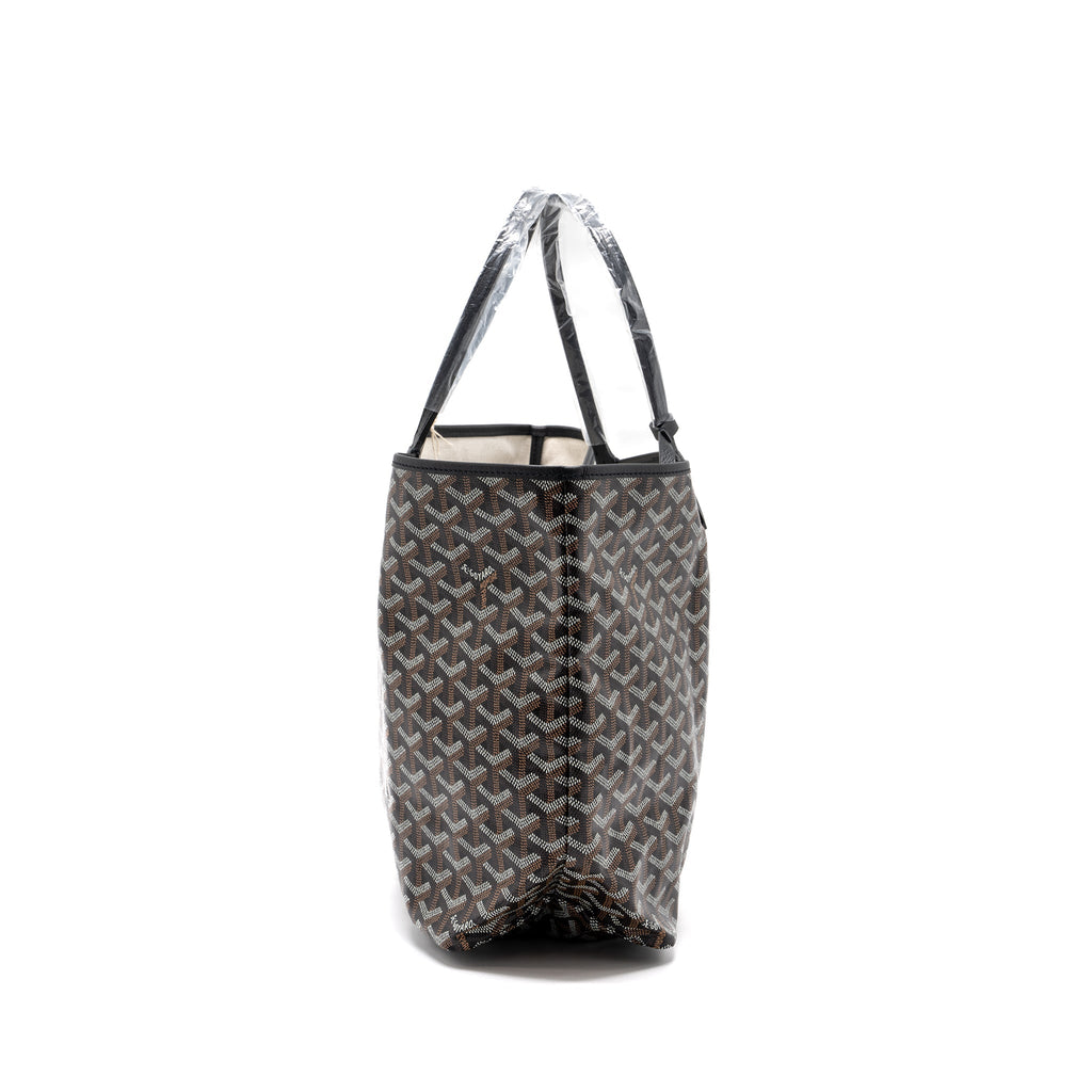 GOYARD SAINT LOUIS PM TOTE BAG GOYARDINE CANVAS/CALFSKIN BLACK SHW
