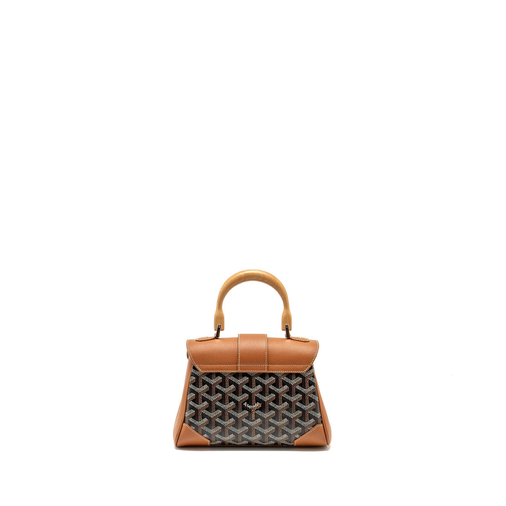 GOYARD MINI SAIGON BAG GOYARDINE CANVAS/CALFSKIN TAN/BLACK SHW