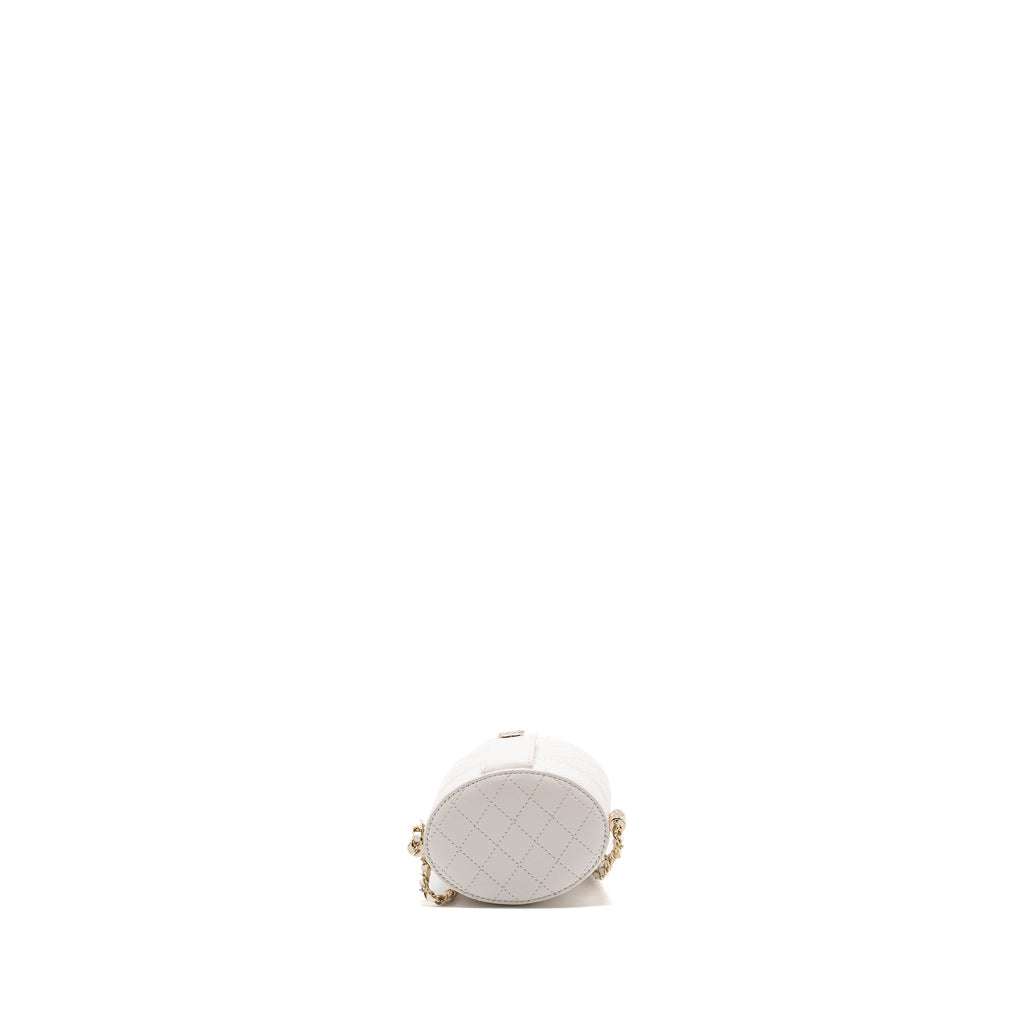 CHANEL MINI VANITY WITH CHAIN LAMBSKIN WHITE LGHW