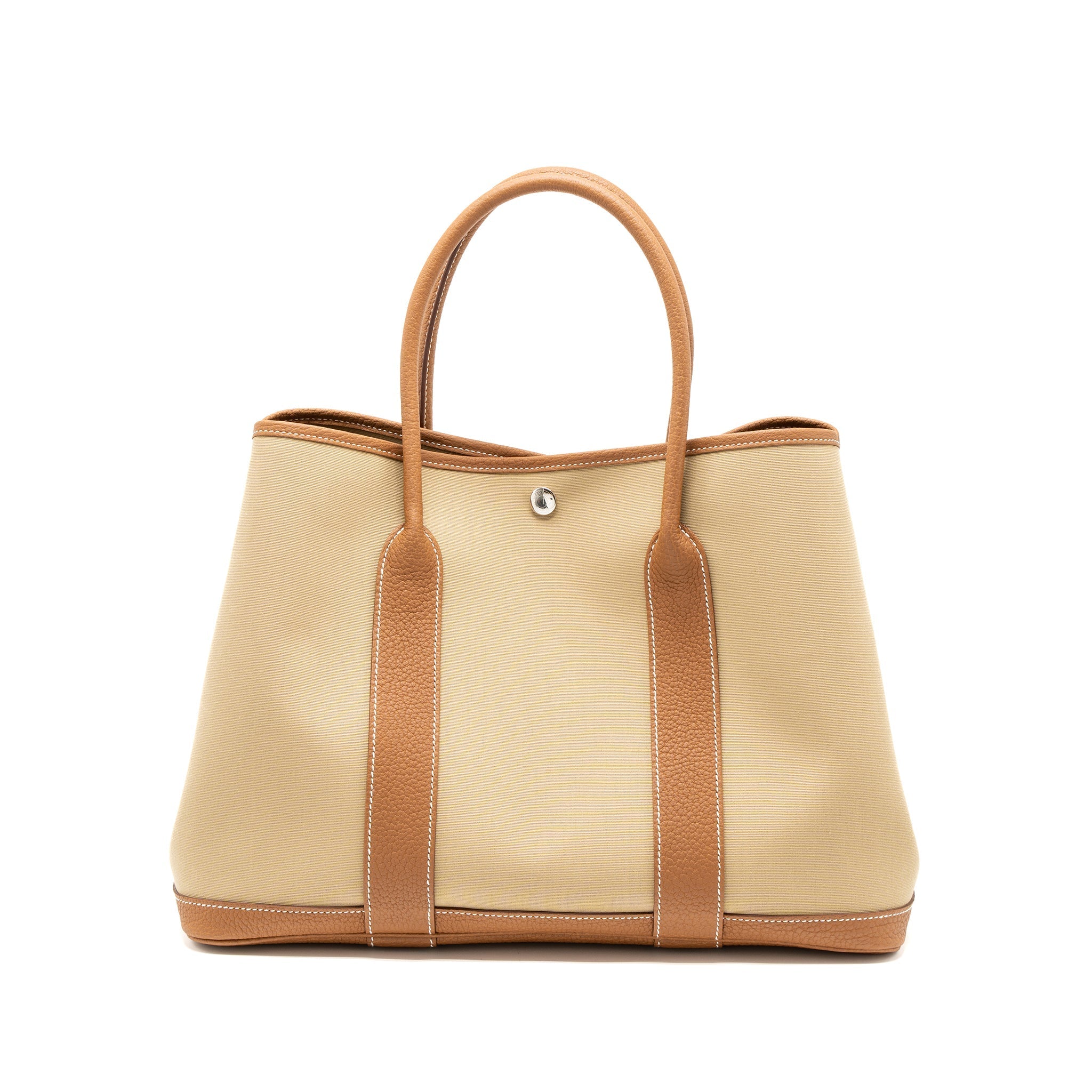 HERMES GARDEN PARTY 36 CANVAS/LEATHER TRENCH/GOLD SHW