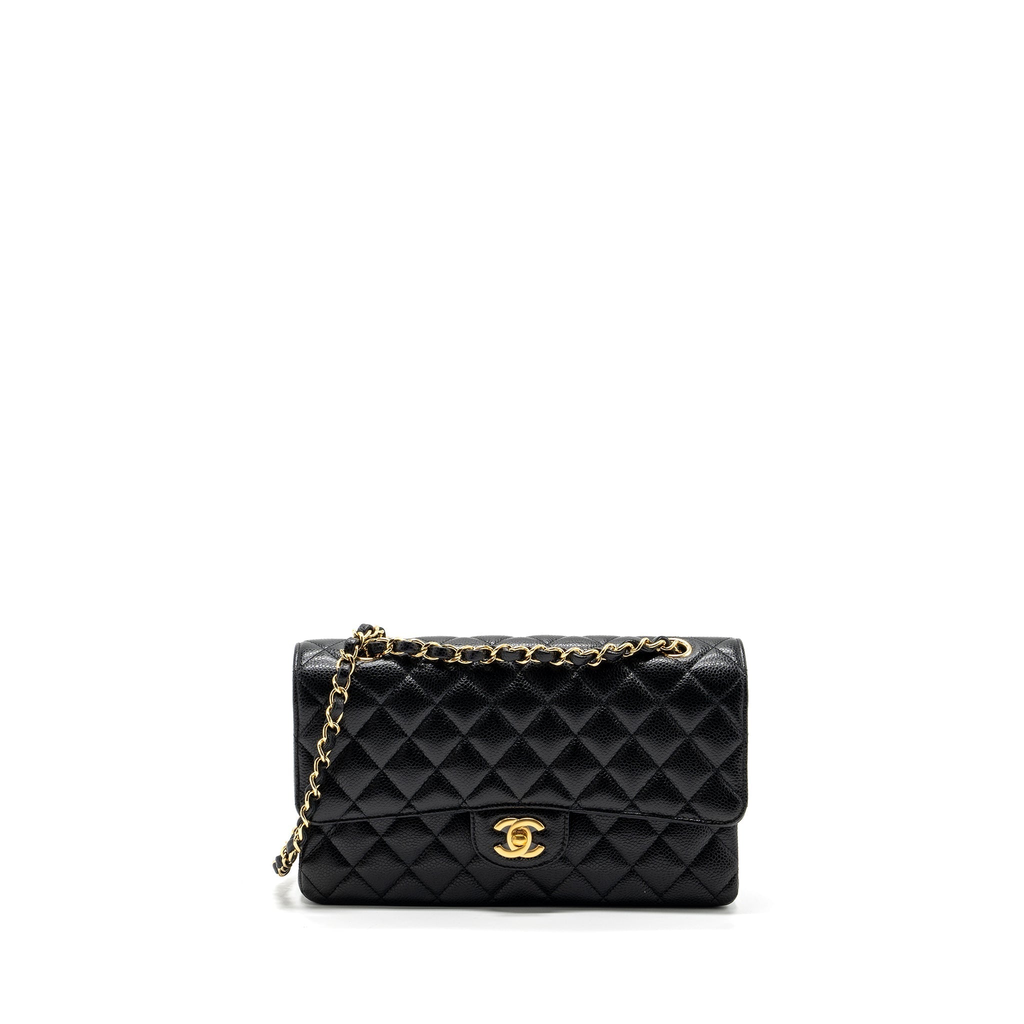 CHANEL MEDIUM CLASSIC DOUBLE FLAP BAG CAVIAR BLACK GHW