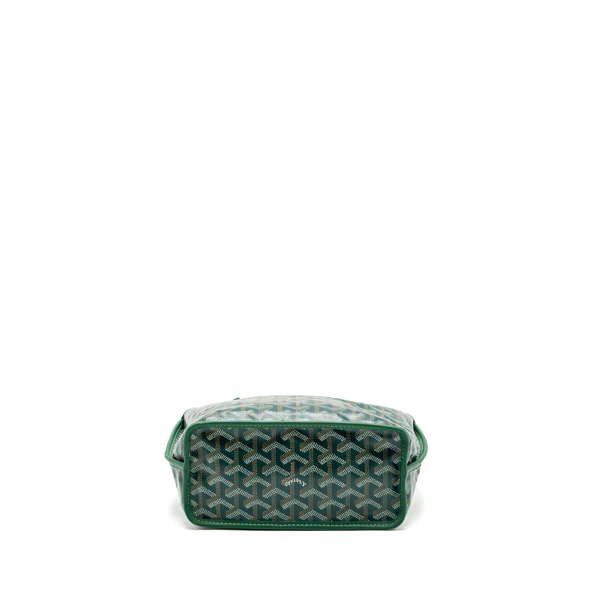 GOYARD MINI ANJOU TOTE BAG GOYARDLINE CANVAS / CALFSKIN GREEN SHW