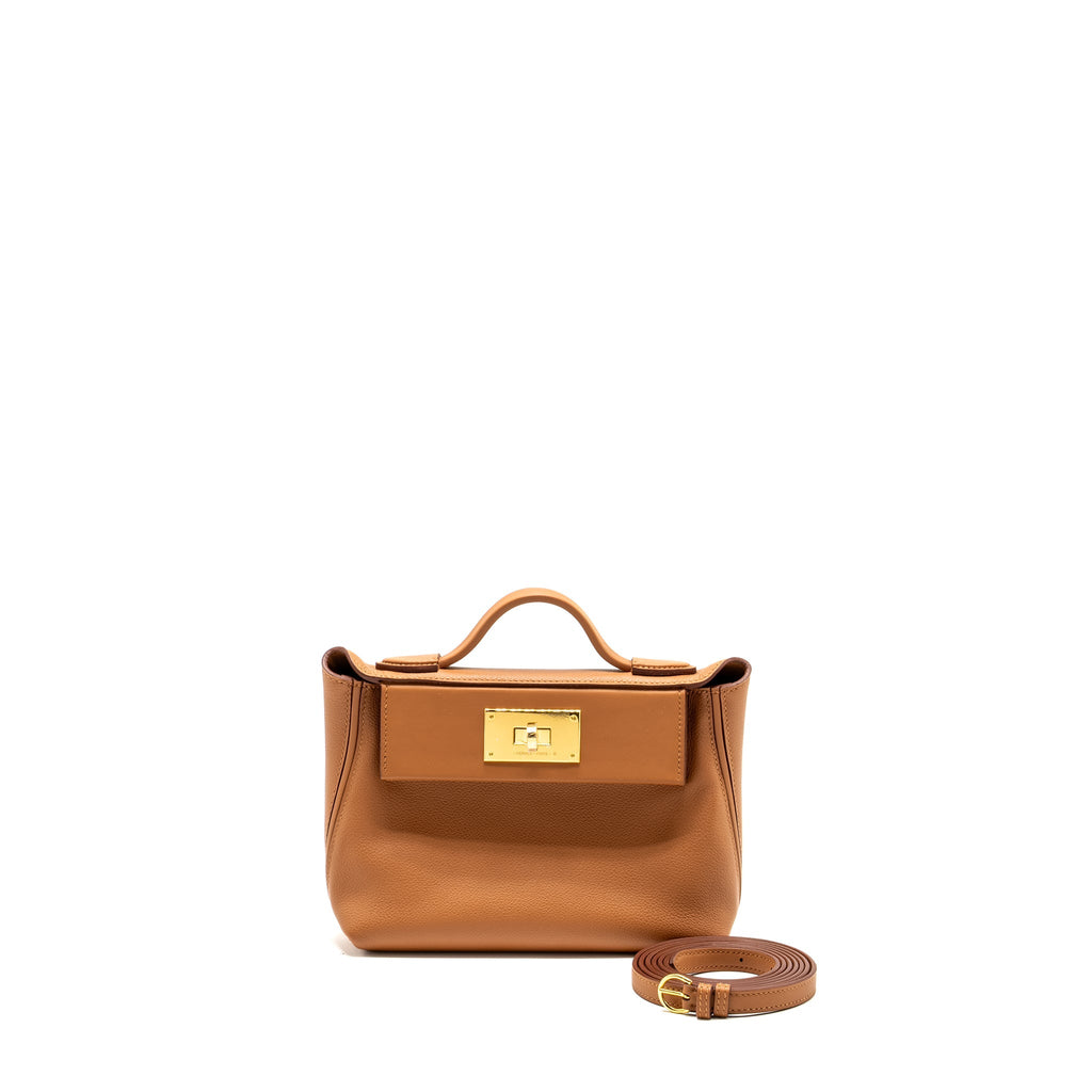 HERMES MINI 24/24 2424-21 BAG EVERCOLOR/SWIFT GOLD GHW
