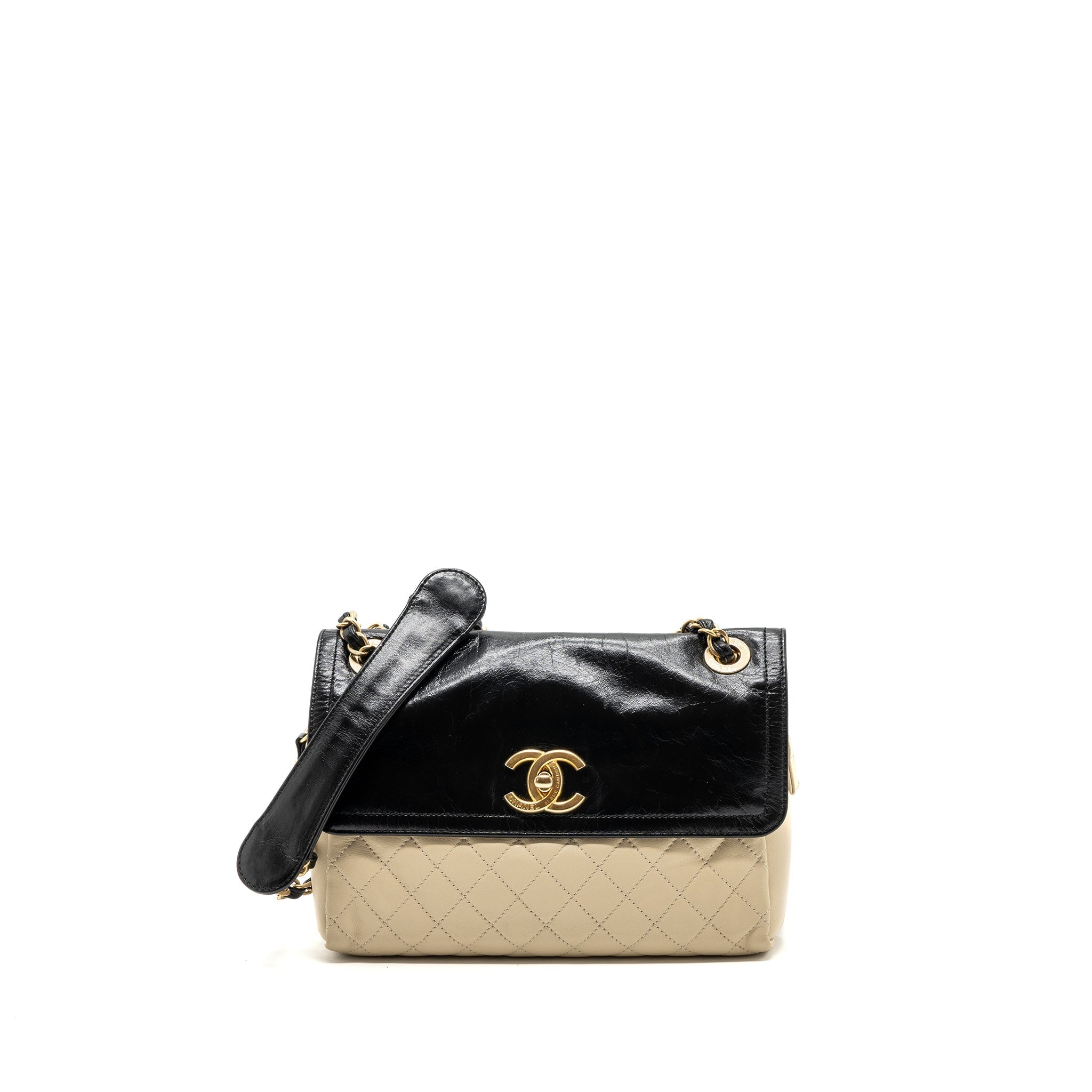 CHANEL MEDIUM IN THE MIX FLAP BAG LEATHER BLACK/BEIGE/CREAM GHW