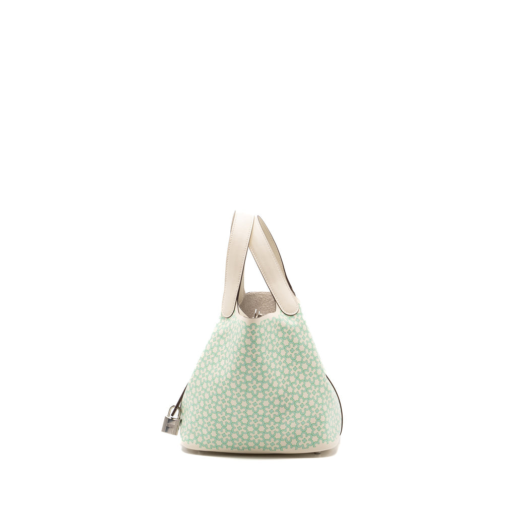 HERMES PICOTIN 18 LOCK BAG LUCKY DAISY SWIFT NATA/VERT/BLANC SHW