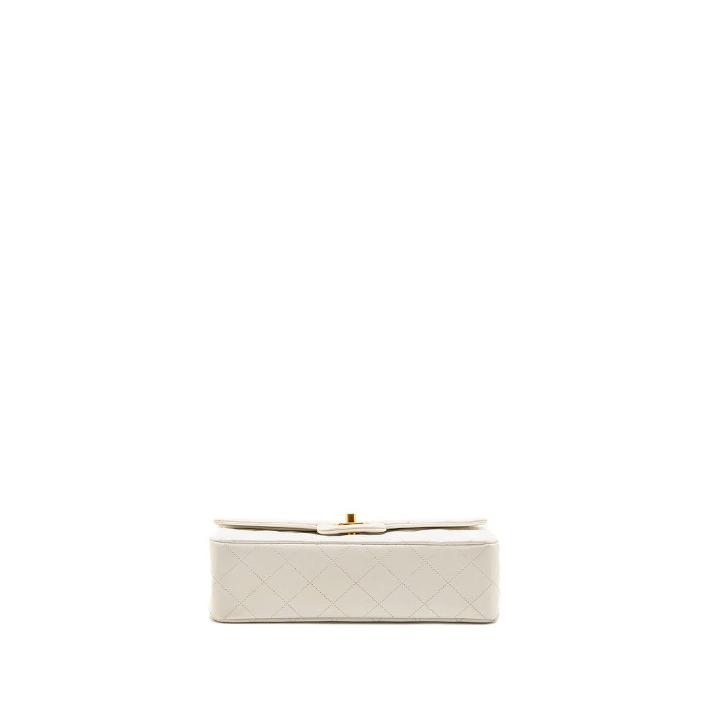CHANEL VINTAGE SMALL CLASSIC DOUBLE FLAP BAG LAMBSKIN WHITE GHW