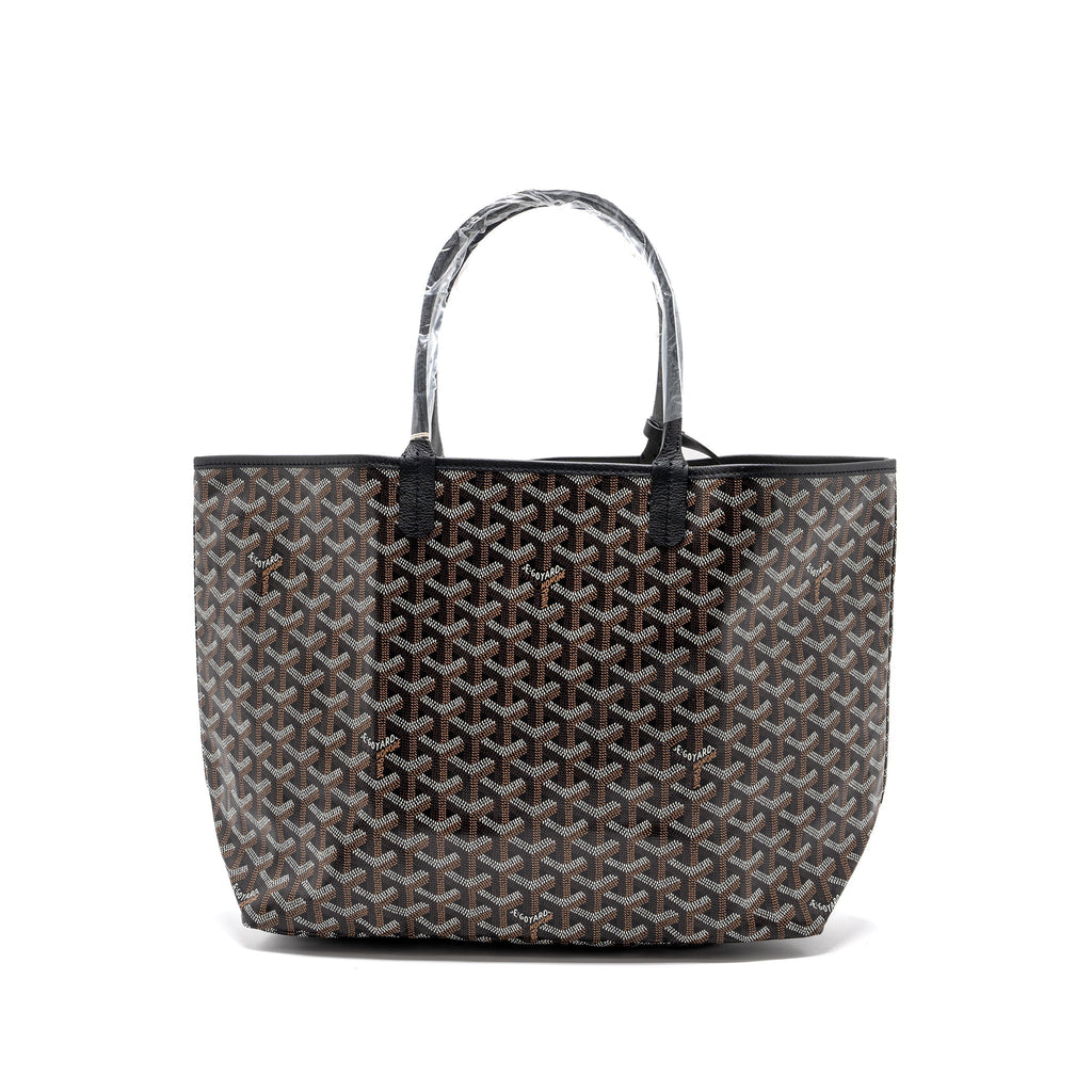 GOYARD SAINT LOUIS PM TOTE BAG GOYARDINE CANVAS/CALFSKIN BLACK SHW