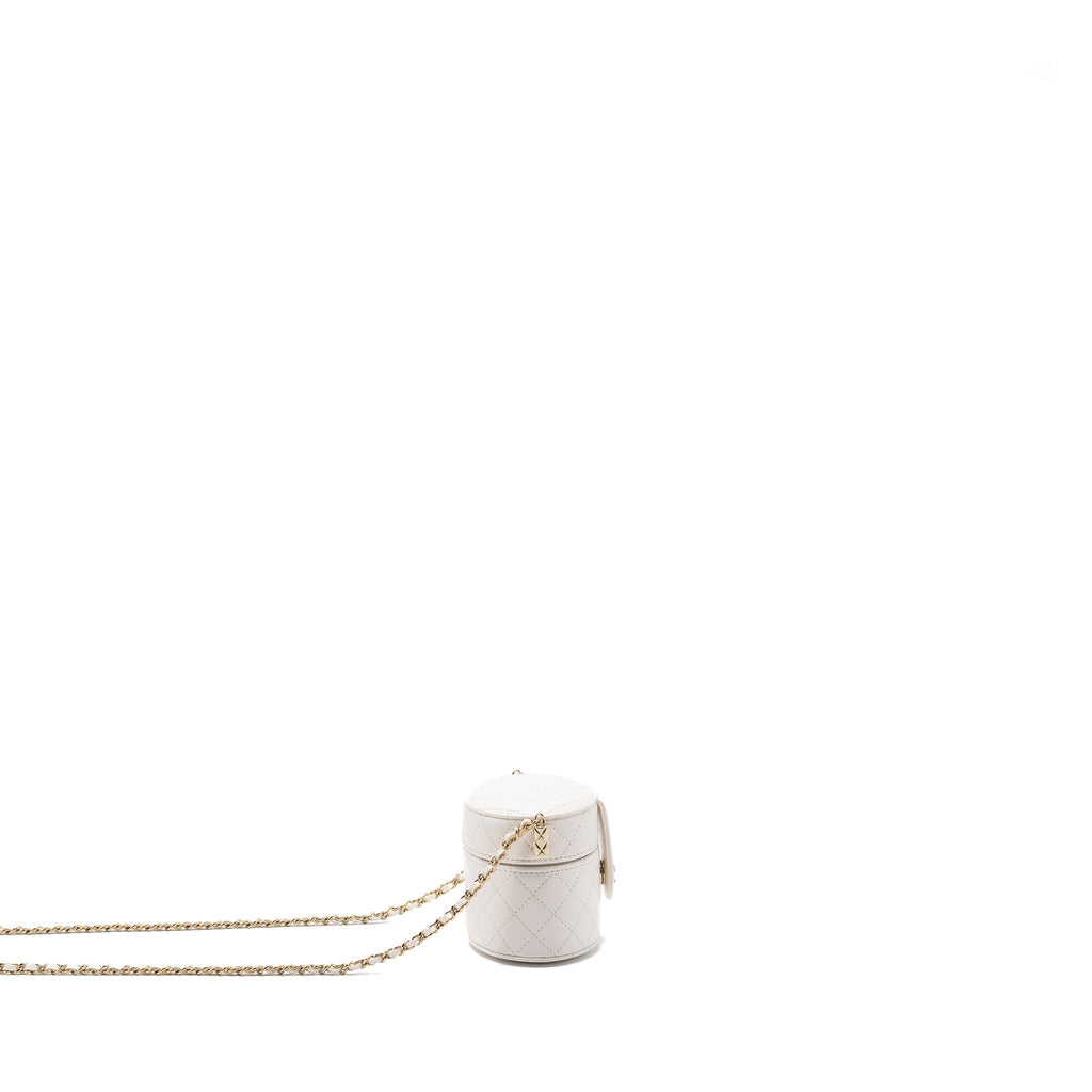CHANEL MINI VANITY WITH CHAIN LAMBSKIN WHITE LGHW