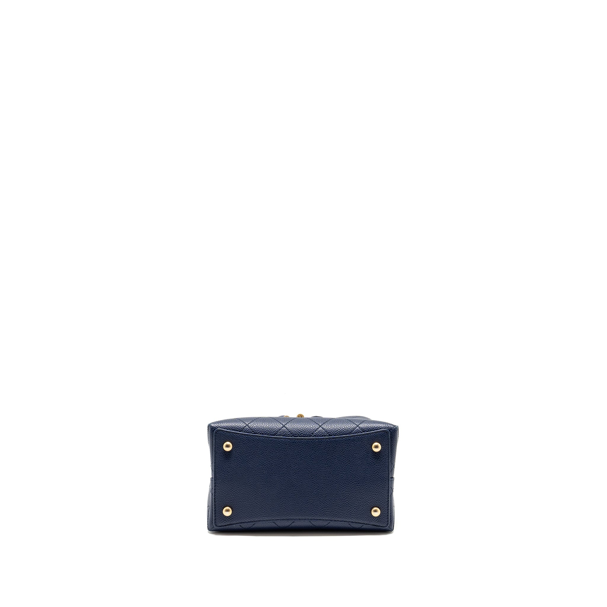CHANEL TOP HANDLE DRAWSTRING BUCKET BAG CAVIAR NAVY  GHW