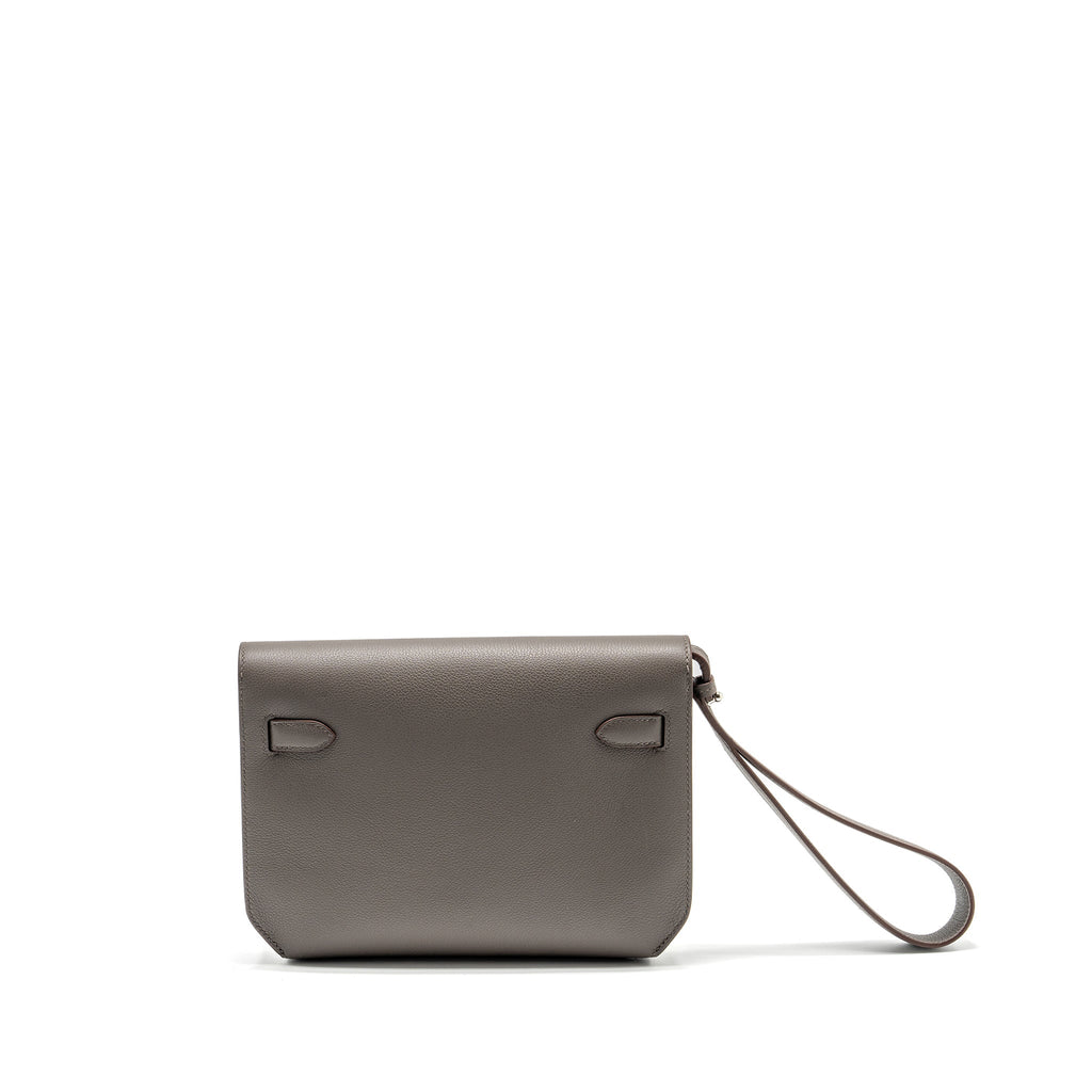 HERMES POCHETTE KELLY DEPECHES 25 EVERCOLOR 8F GRIS ETAIN SHW