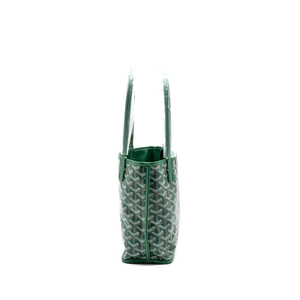 GOYARD MINI ANJOU TOTE BAG GOYARDLINE CANVAS / CALFSKIN GREEN SHW