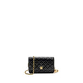 CHANEL PEARL CRUSH WALLET ON CHAIN LAMBSKIN BLACK GHW (MICROCHIP)