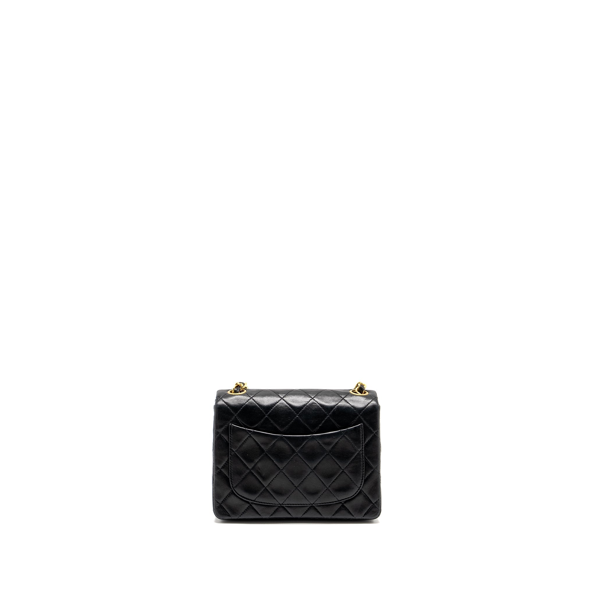 CHANEL VINTAGE MINI SQUARE FLAP BAG LAMBSKIN BLACK GHW