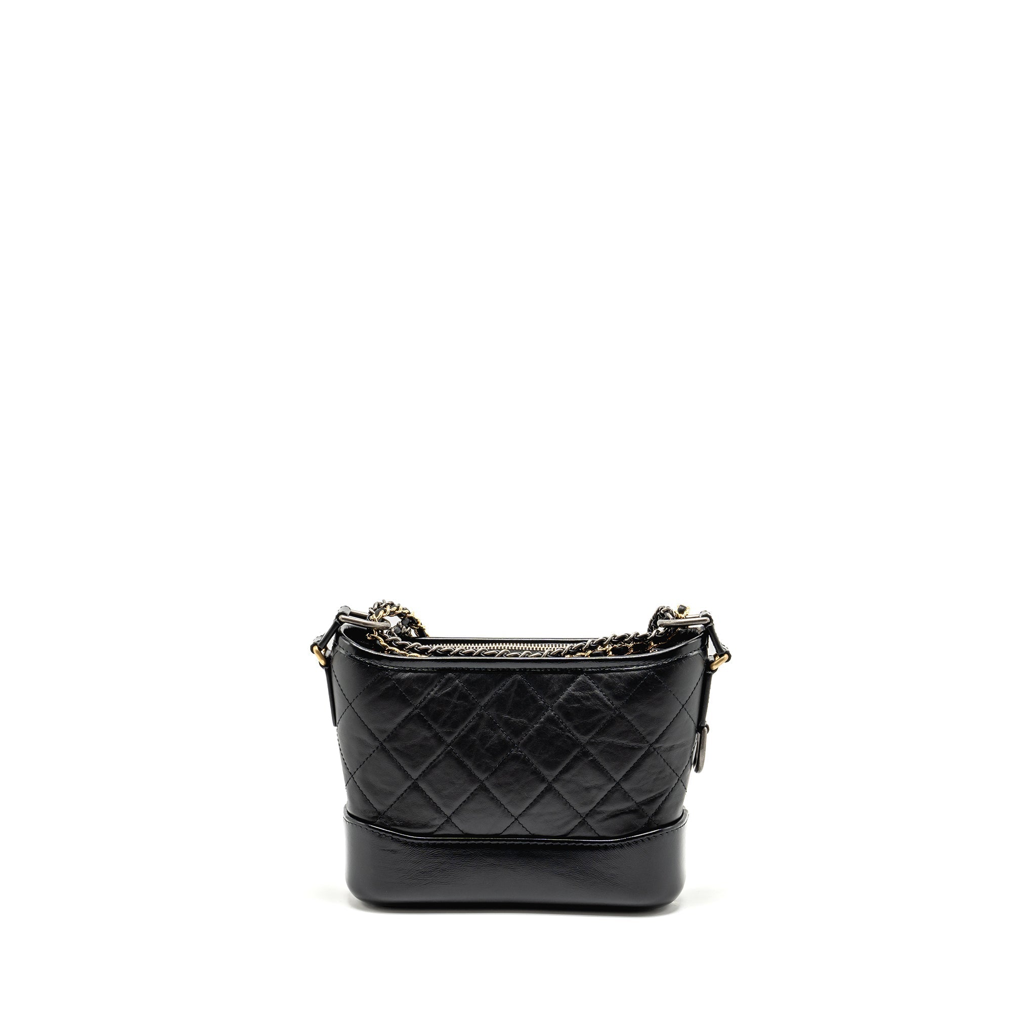 CHANEL SMALL GABRIELLE HOBO BAG AGED CALFSKIN BLACK MULTICOLOUR HARDWARE (MICROCHIP)