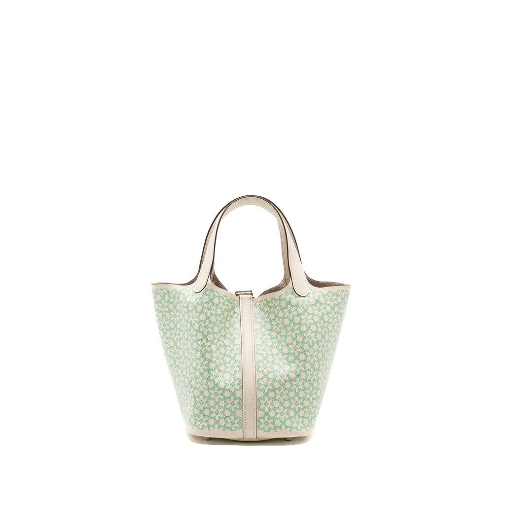 HERMES PICOTIN 18 LOCK BAG LUCKY DAISY SWIFT NATA/VERT/BLANC SHW