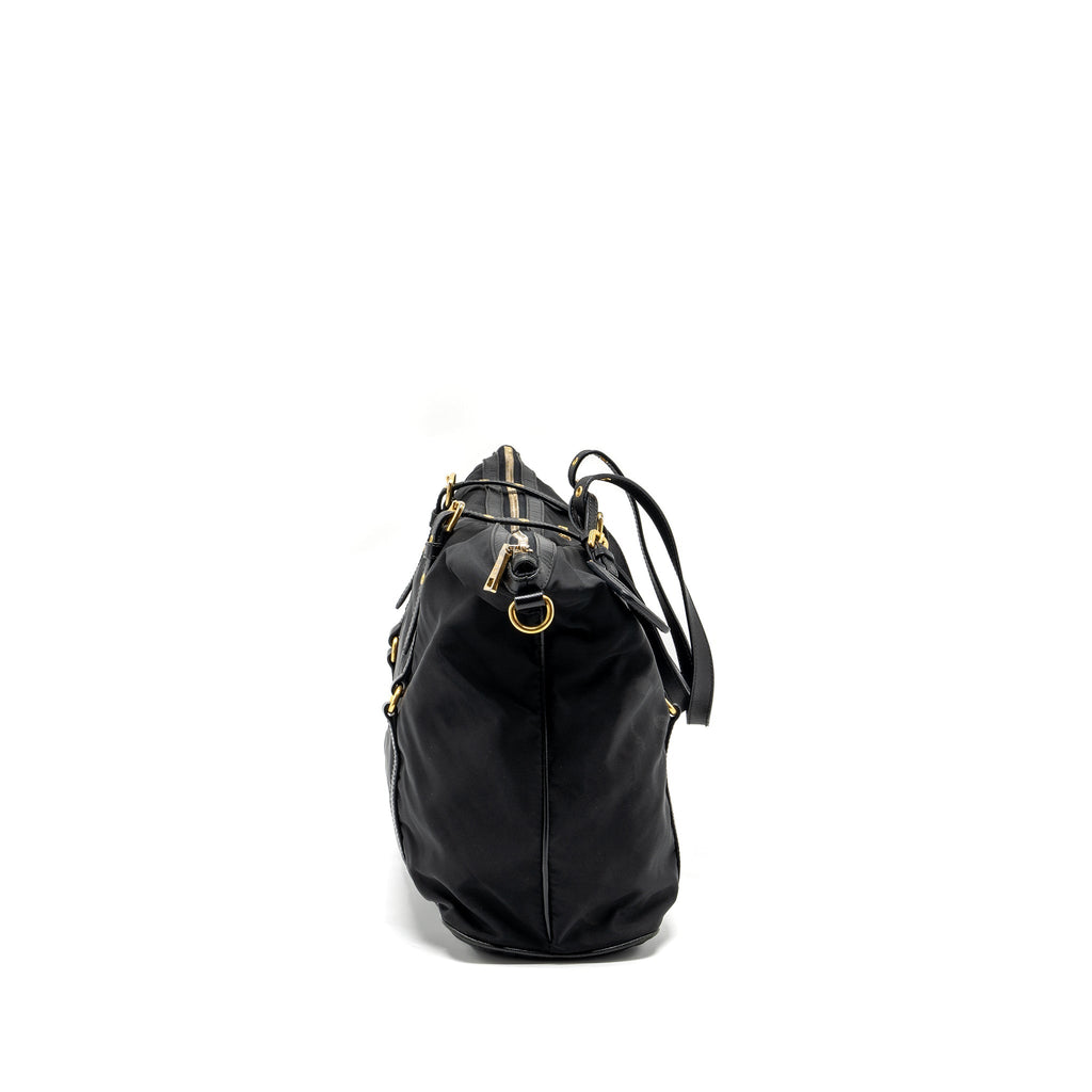 PRADA ZIP NYLON BAG BLACK GHW