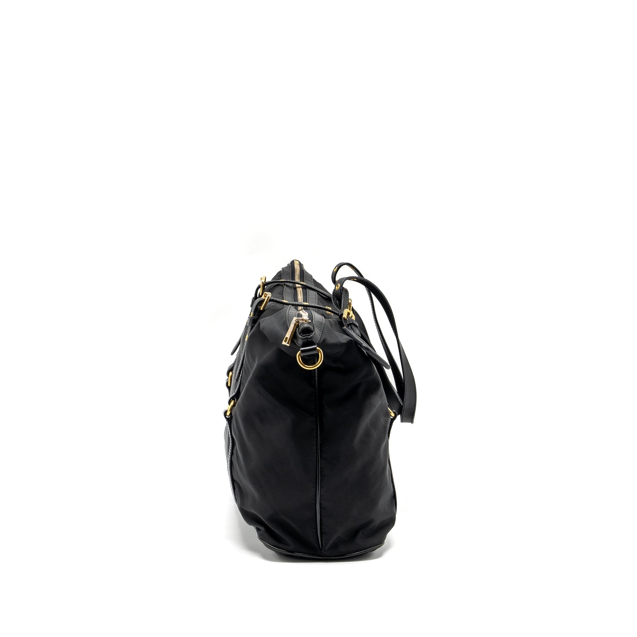 PRADA ZIP NYLON BAG BLACK GHW