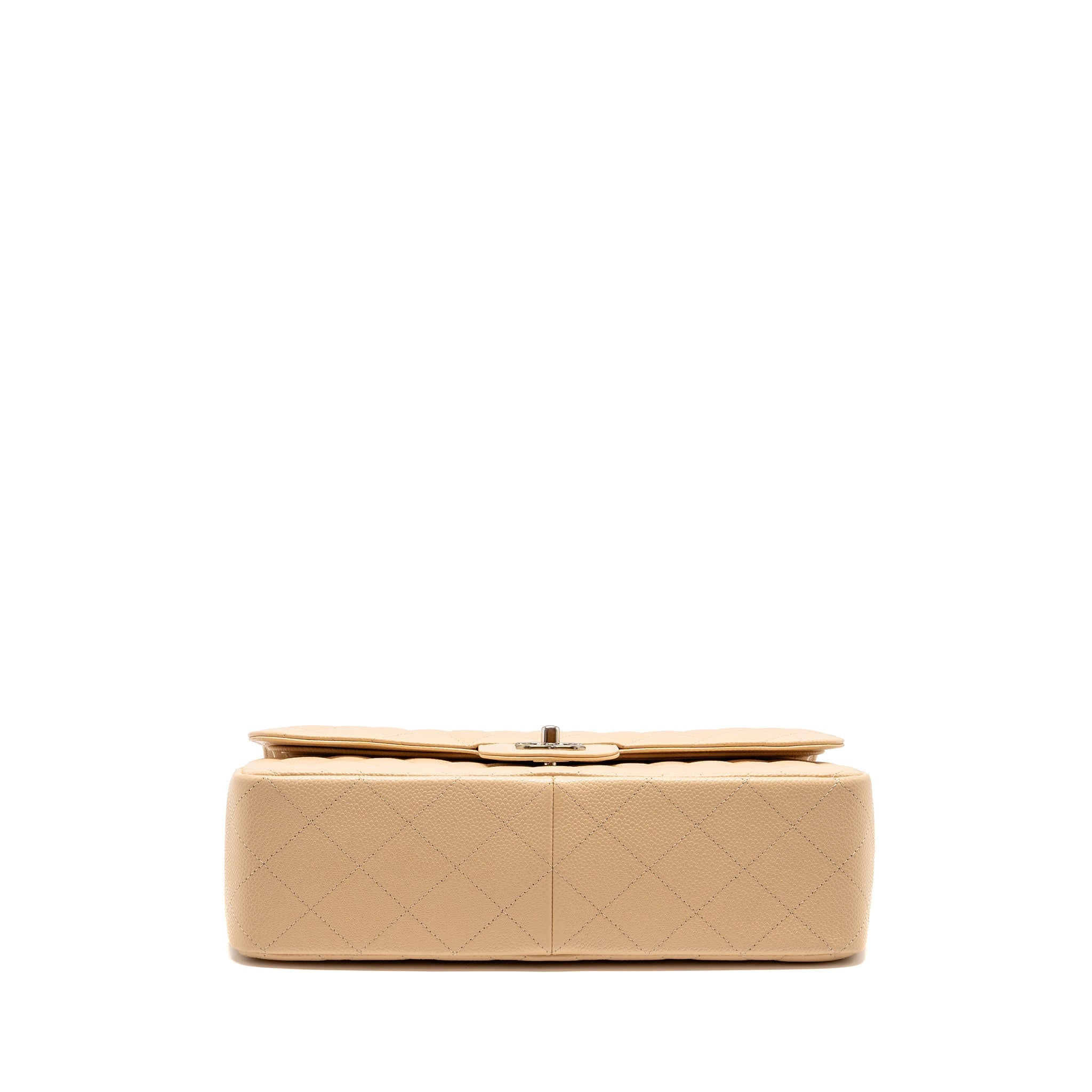 CHANEL JUMBO CLASSIC DOUBLE FLAP BAG CAVIAR BEIGE SHW