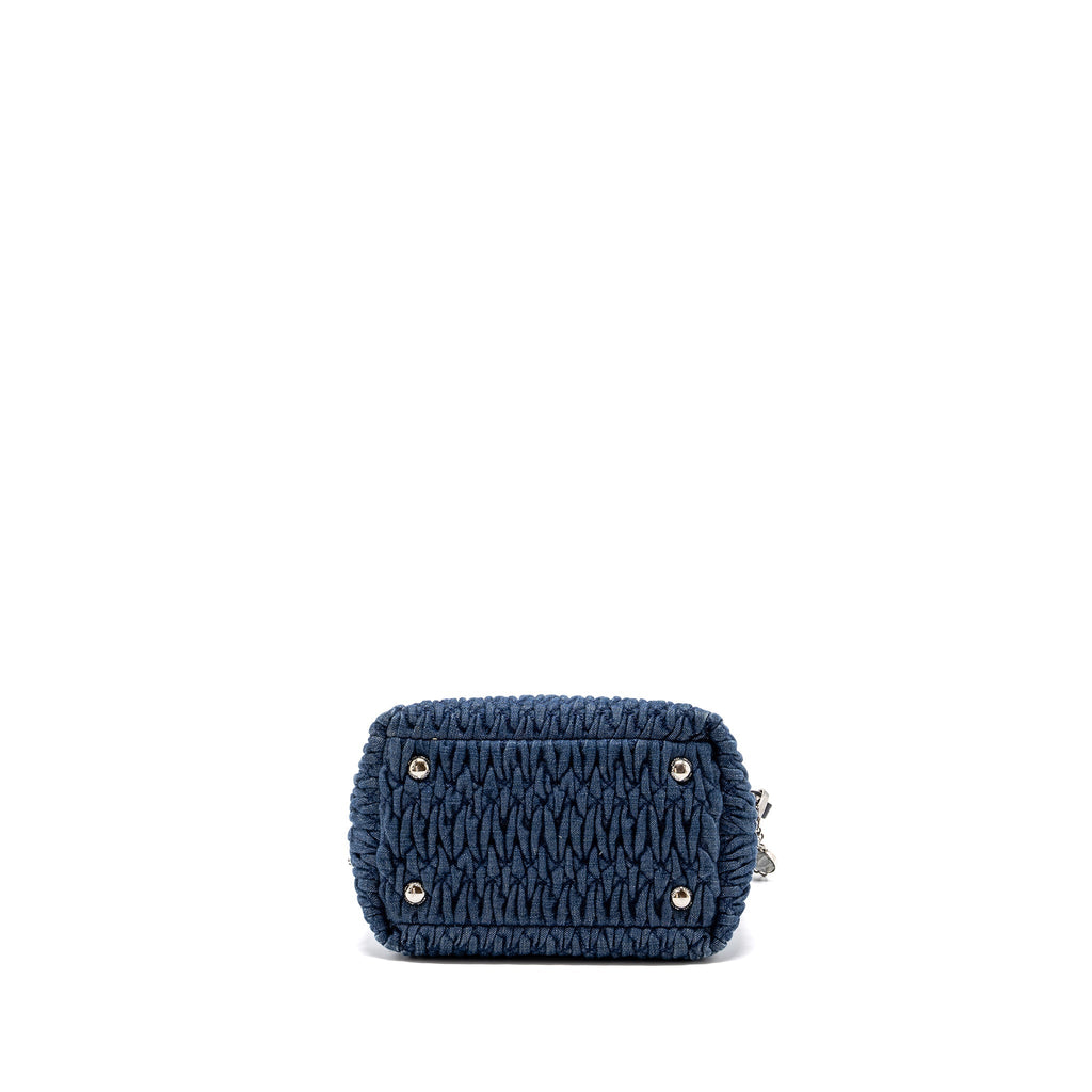 MIUMIU TOP HANDLE CROSSBODY BAG BLUE DENIM SHW