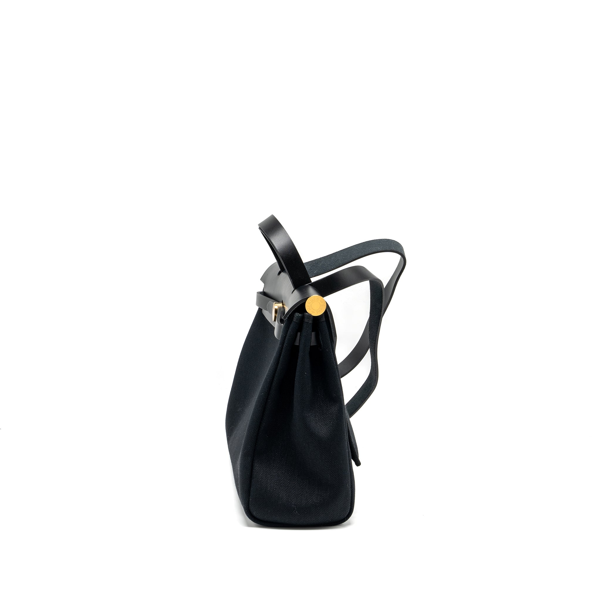 HERMES HERBAG 31 ZIP BAG CANVAS/LEATHER BLACK GHW