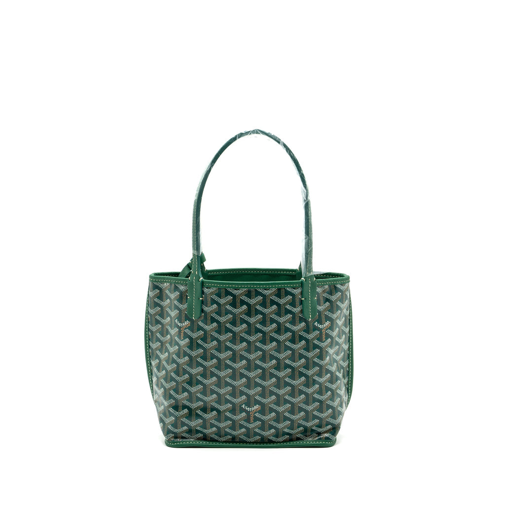 GOYARD MINI ANJOU TOTE BAG GOYARDLINE CANVAS / CALFSKIN GREEN SHW