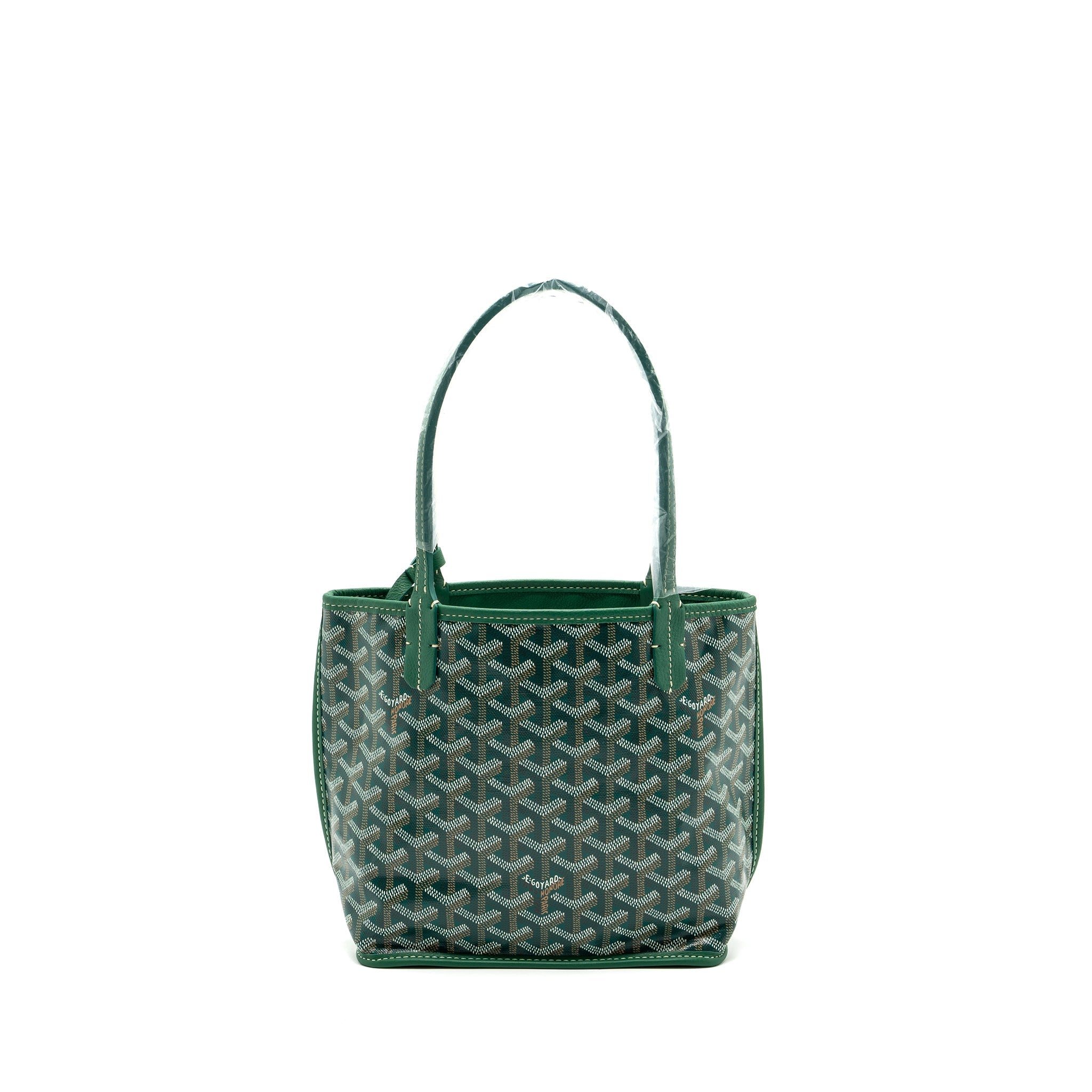 GOYARD MINI ANJOU TOTE BAG GOYARDLINE CANVAS / CALFSKIN GREEN SHW