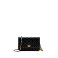 CHANEL PEARL CRUSH WALLET ON CHAIN LAMBSKIN BLACK GHW (MICROCHIP)