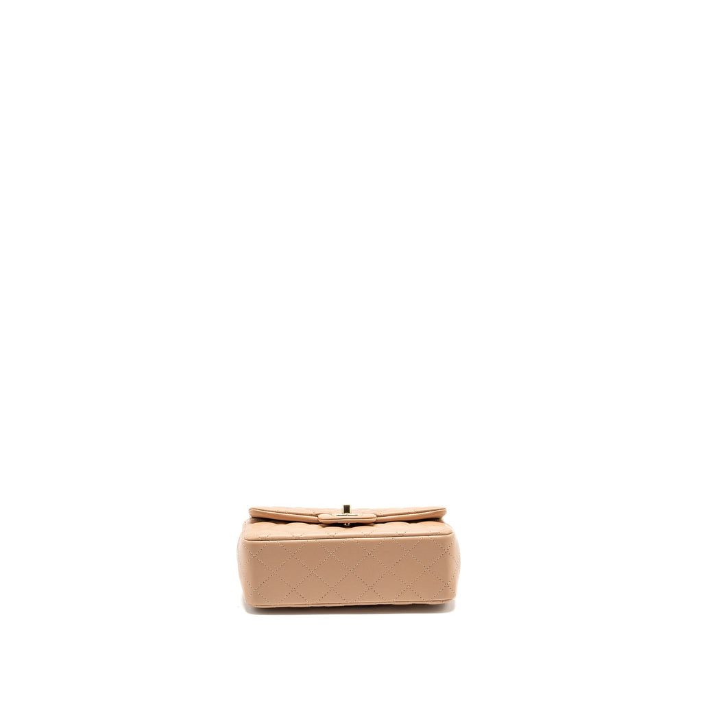 CHANEL MINI RECTANGULAR FLAP BAG LAMBSKIN LIGHT BEIGE LGHW (MICROCHIP)